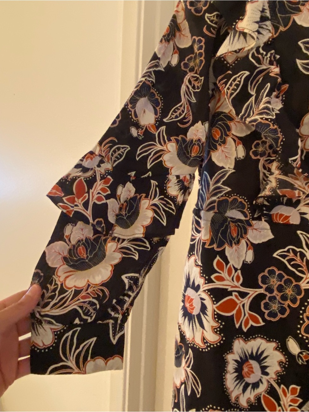 Who What Wear Black Floral Maxi Dress with Cream and Rust Accents - Picture 8 of 14